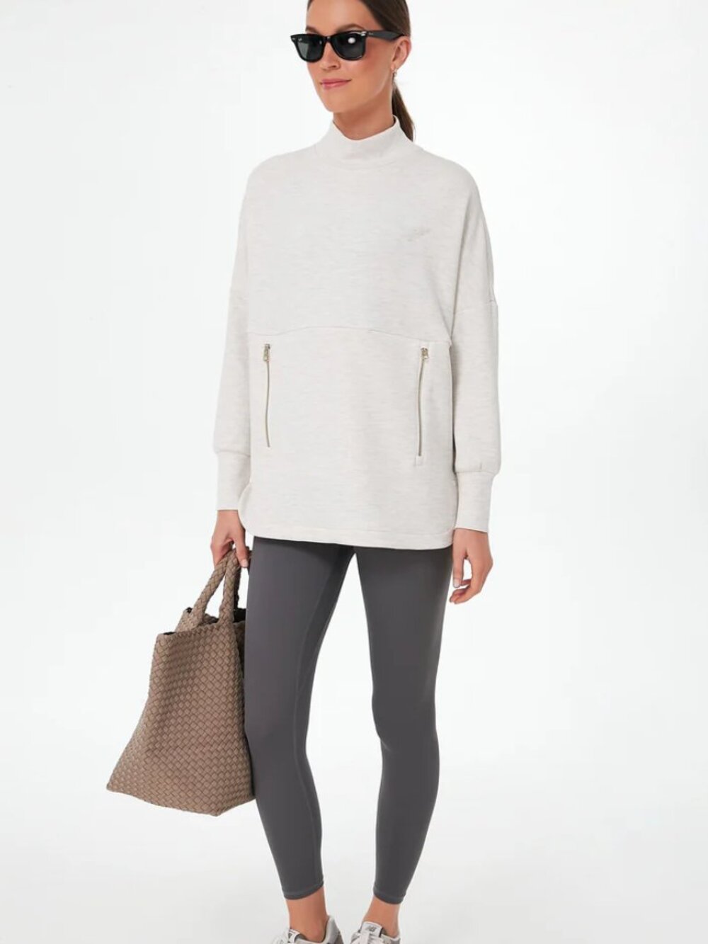 NEW! Varley Bay Sweat Pullover in Ivory Marl XS OVERSIZED SPORTY ATHLETIC CASUAL